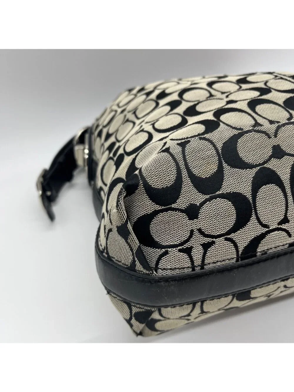 Coach Grey Signature Canvas Hobo Shoulder Bag F16538